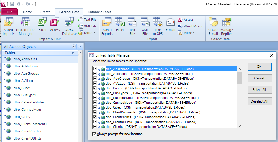 Linked Table Manager